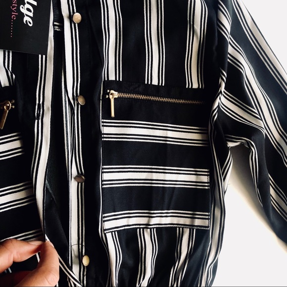 Indulge Collar Cuffed 3/4 Sleeve B&W Mini Dress - Picture 6 of 8